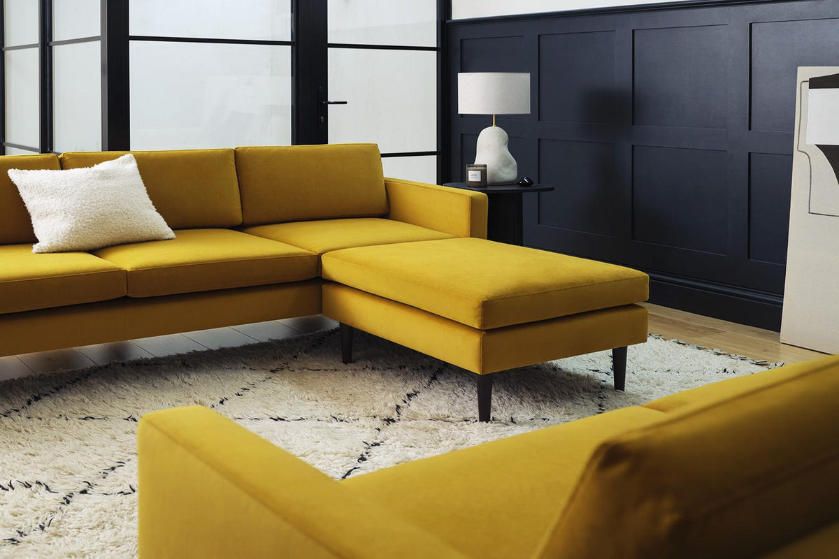 Model 01 3-Seater Sofa with Ottoman, Mustard