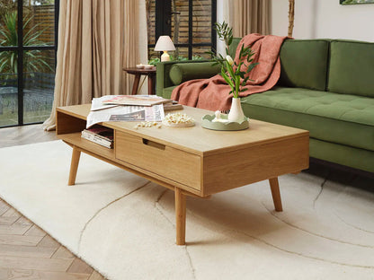Coffee Table 01, Oak / Two drawers with shelf