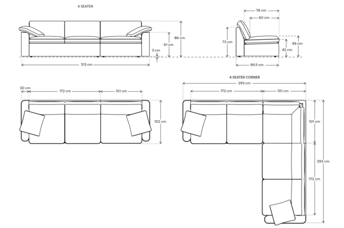 Model 13 4-Seater Sofa with Ottoman