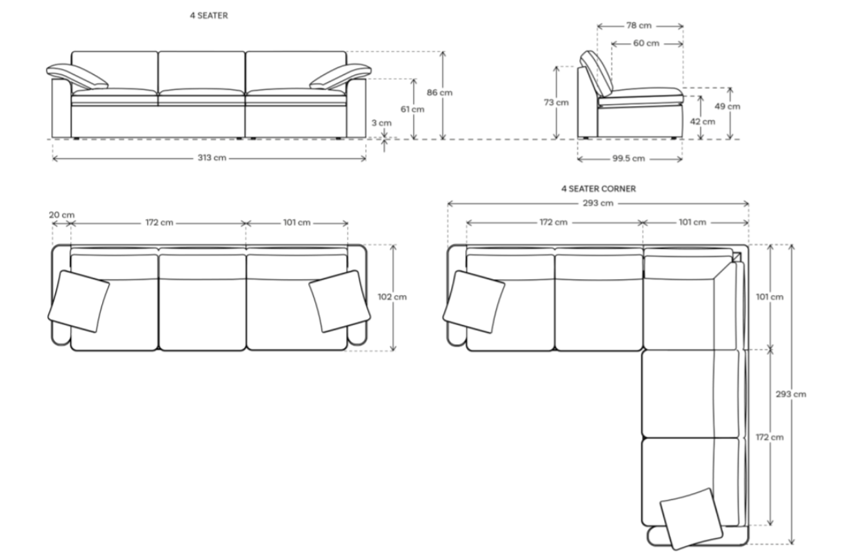 Model 13 4-Seater Sofa with Ottoman