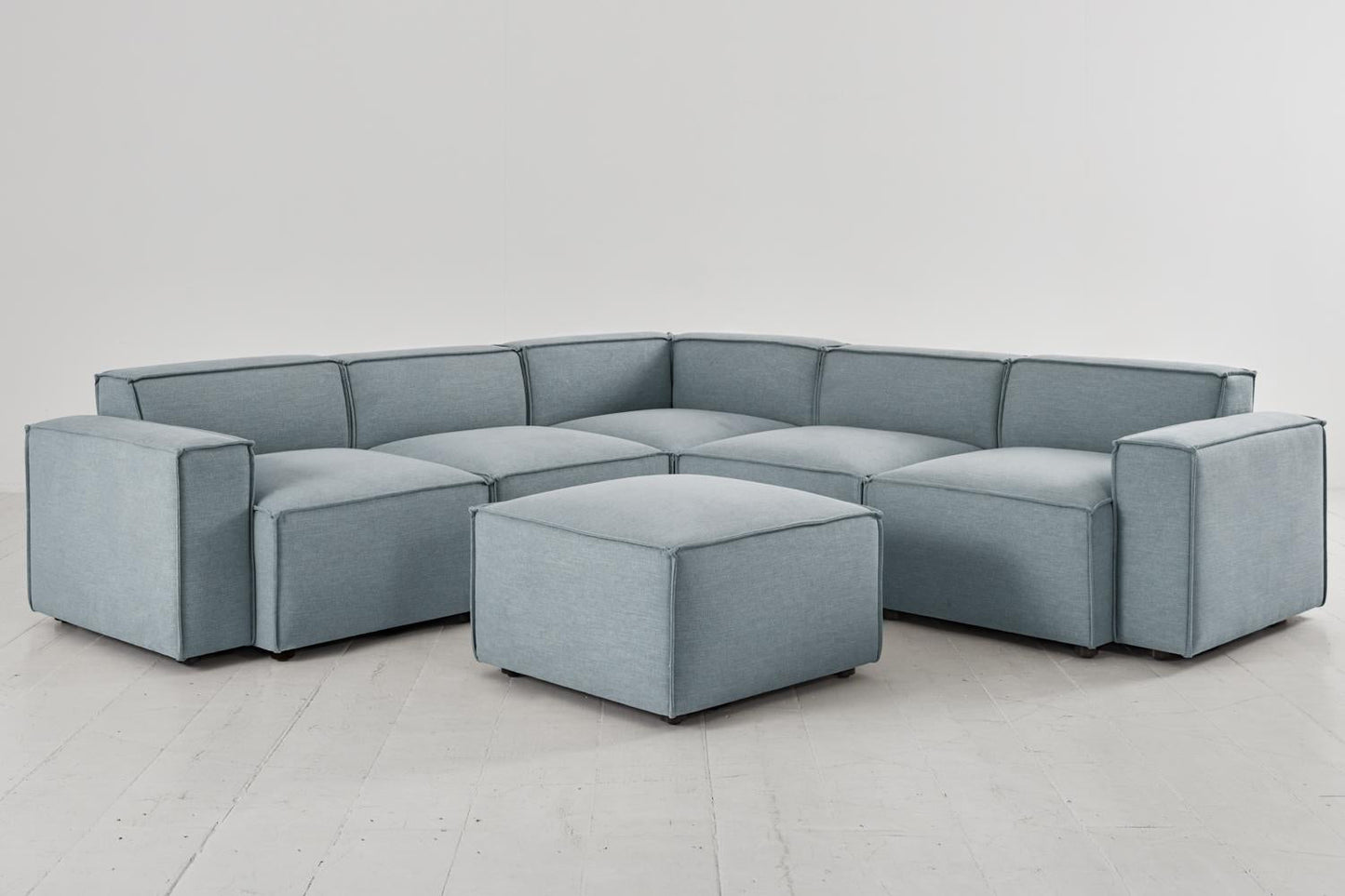Model 03 Corner Sofa with Ottoman, Seaglass