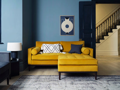 Model 02 2-Seater Sofa with Ottoman, Mustard
