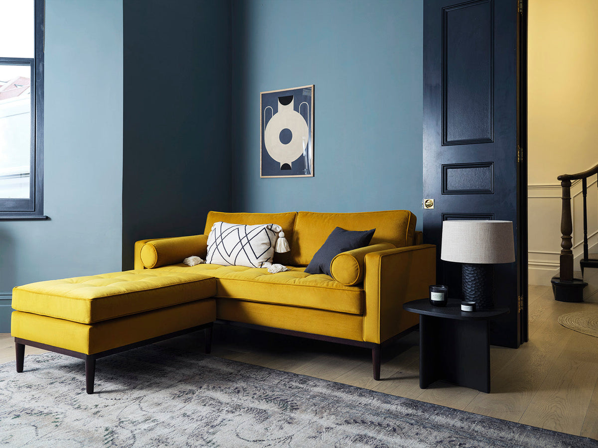 Model 02 2-Seater Sofa with Ottoman, Mustard