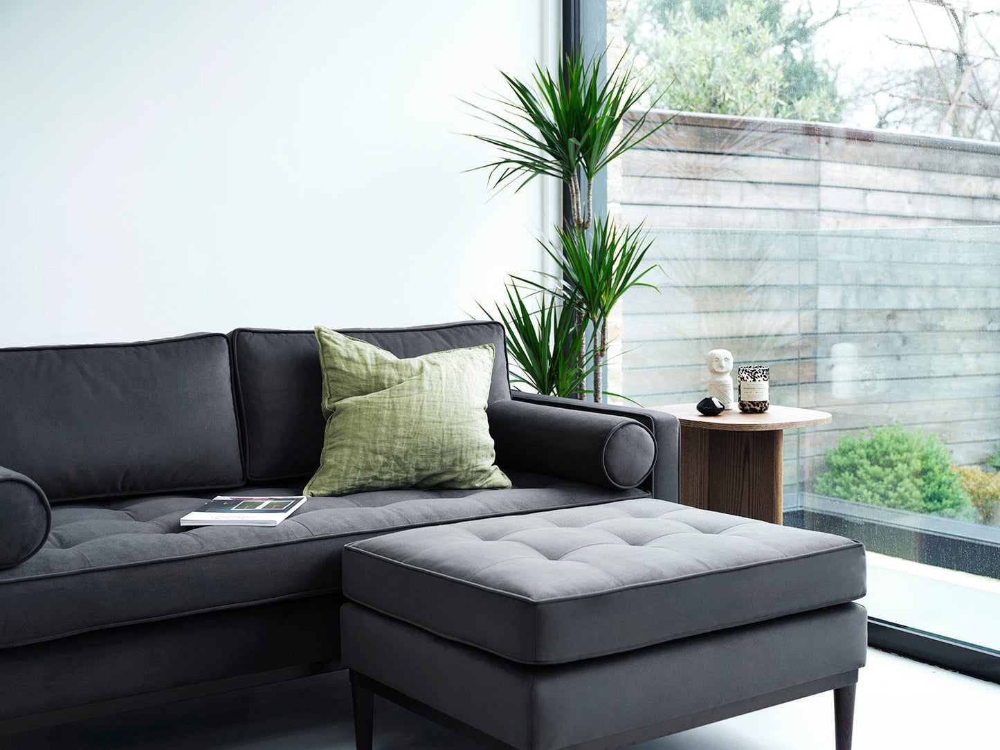 Model 02 2-Seater Sofa with Ottoman, Charcoal