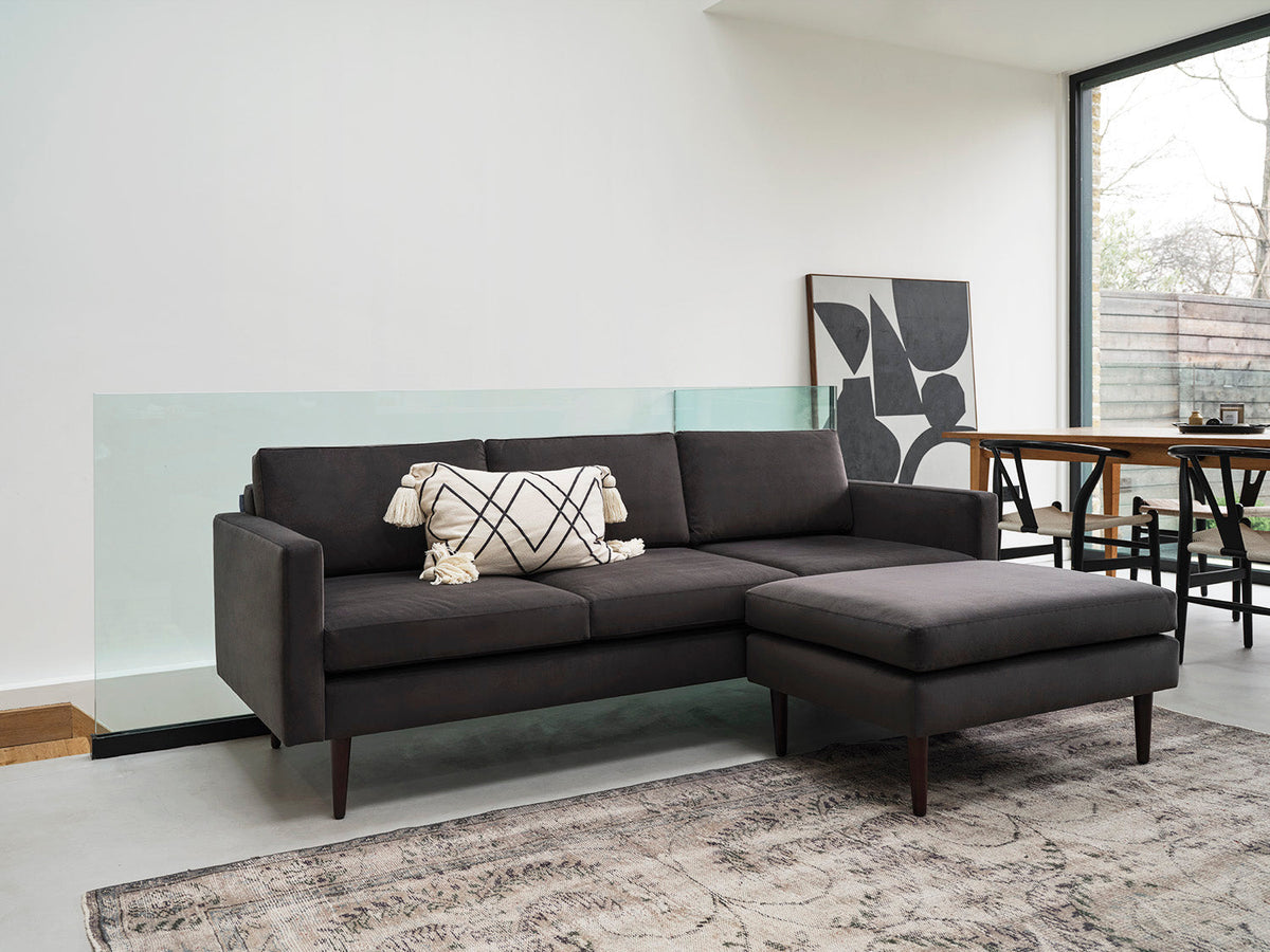 Model 01 3-Seater Sofa with Ottoman, Charcoal