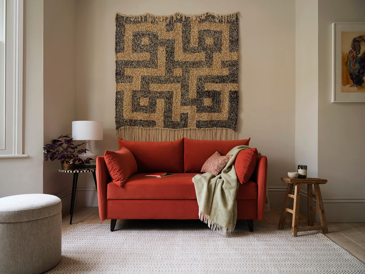 Model 08 Sofa Bed 2.5 Seater, Oak / Brick