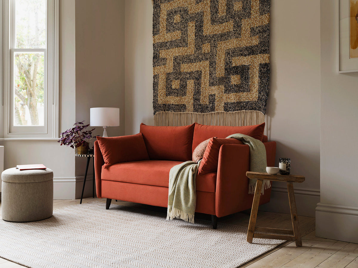 Model 08 Sofa Bed 2.5 Seater, Oak / Brick