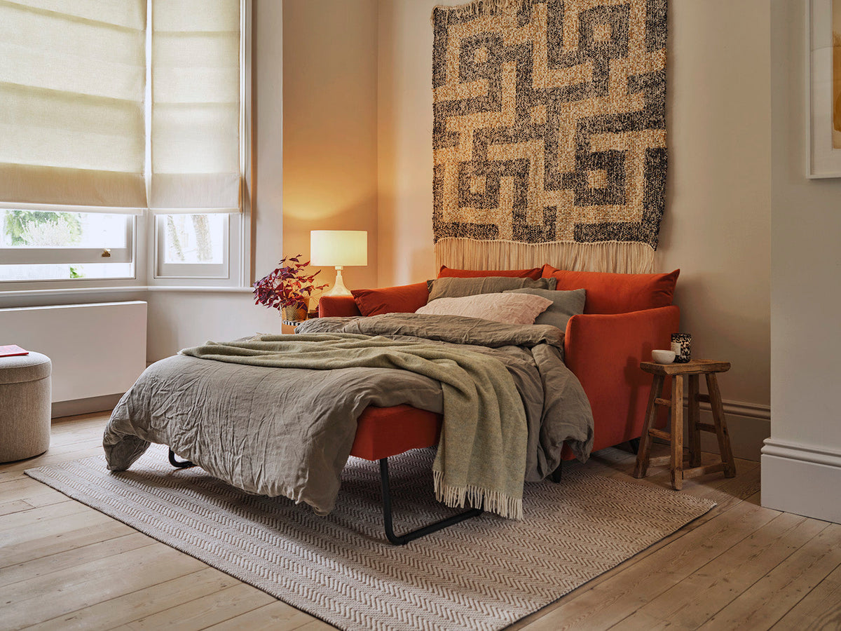 Model 08 Sofa Bed 2 Seater, Oak / Brick