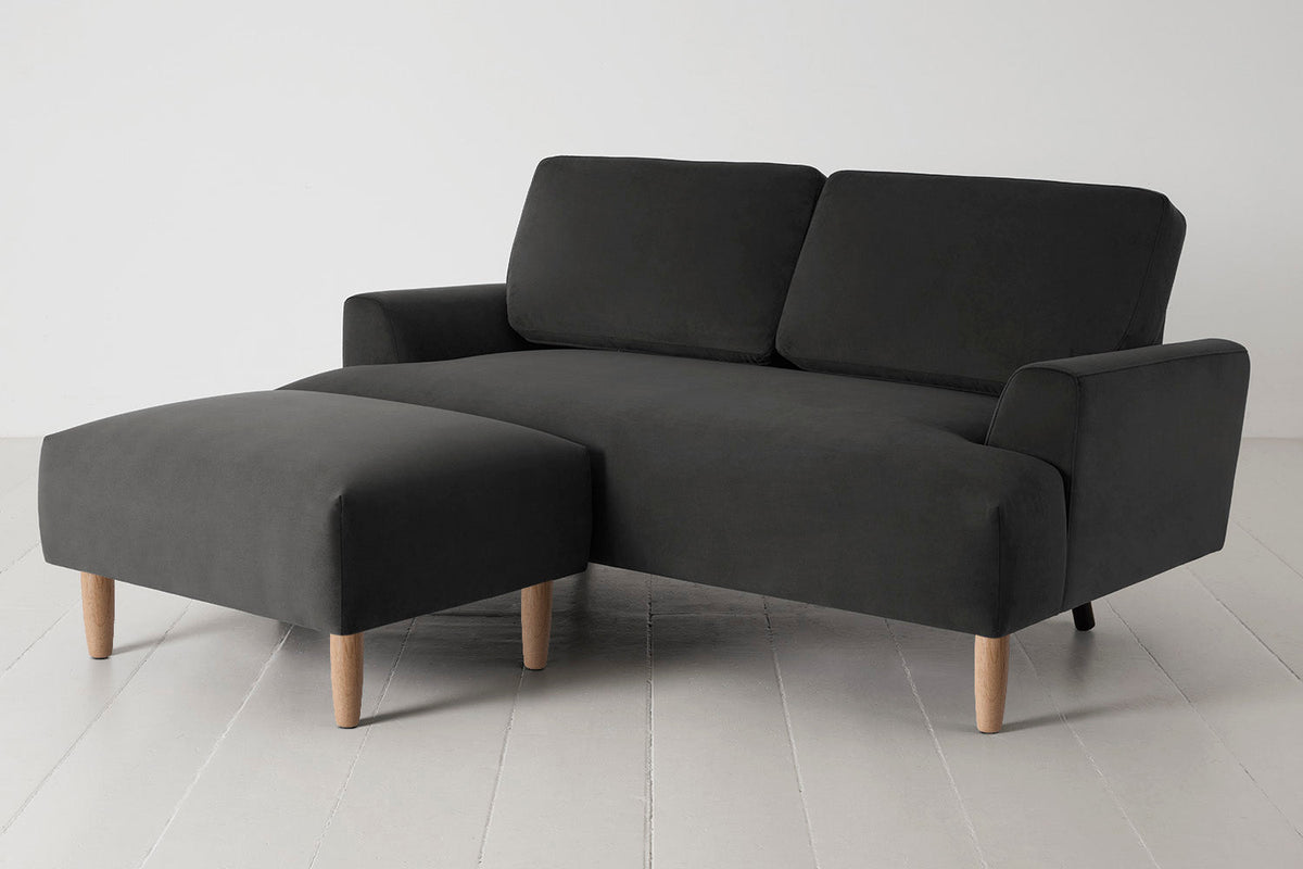 Model 05 2-Seater Sofa with Ottoman, Oak / Charcoal