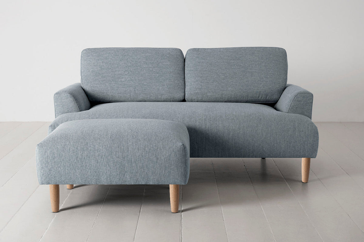 Model 05 2-Seater Sofa with Ottoman, Oak / Seaglass