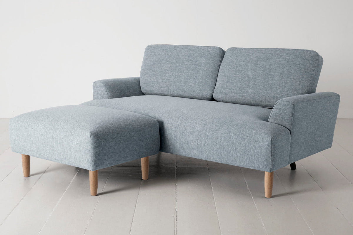Model 05 2-Seater Sofa with Ottoman, Oak / Seaglass