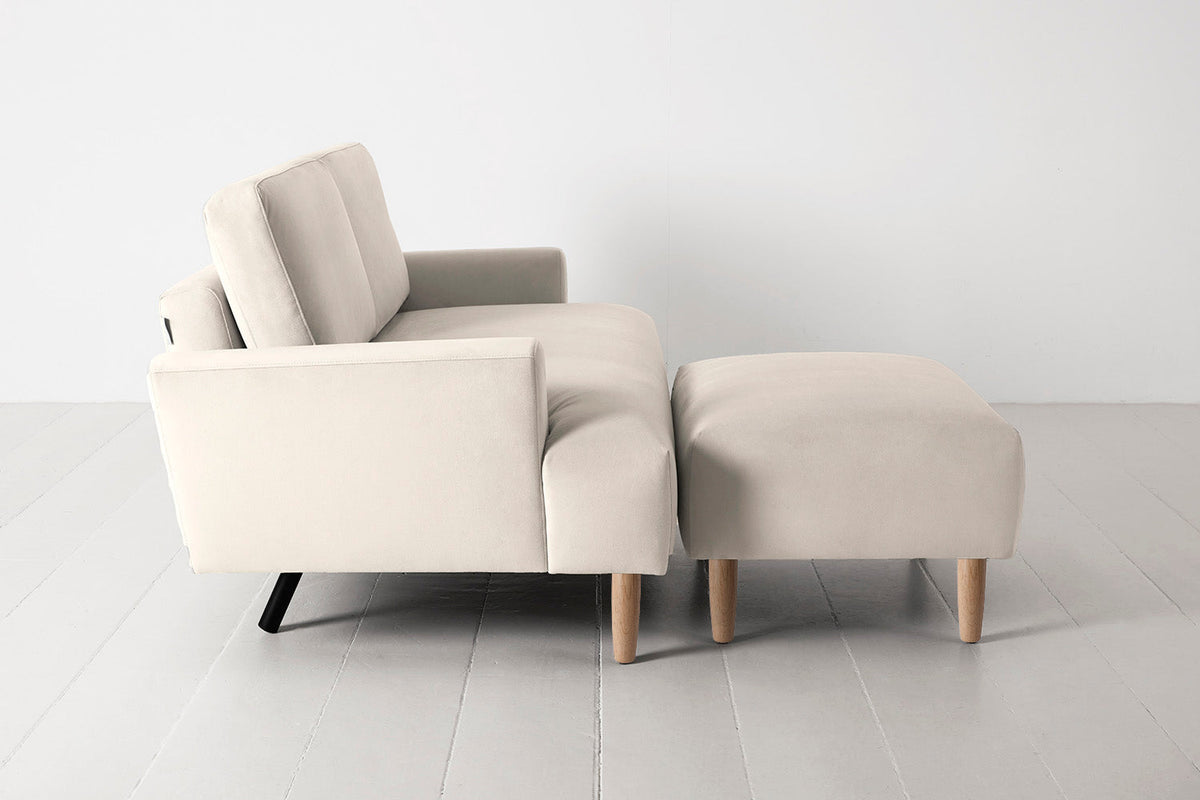 Model 05 2-Seater Sofa with Ottoman, Oak / Bone