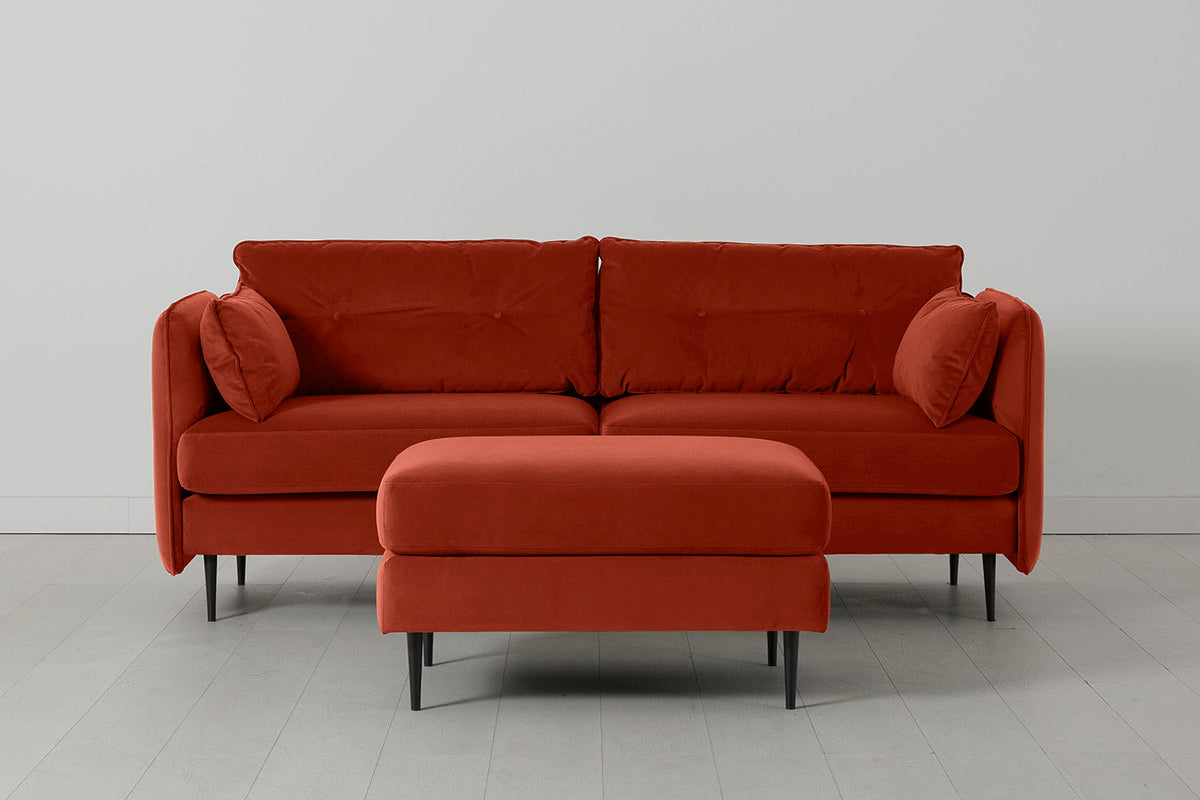 Model 19 3 Seater Sofa with Ottoman, Paprika