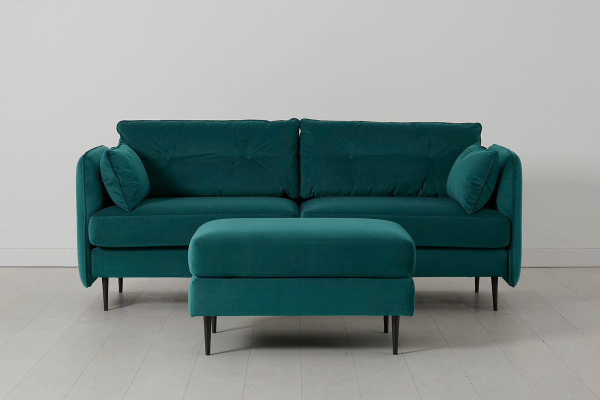 Model 19 3 Seater Sofa with Ottoman, Kingfisher