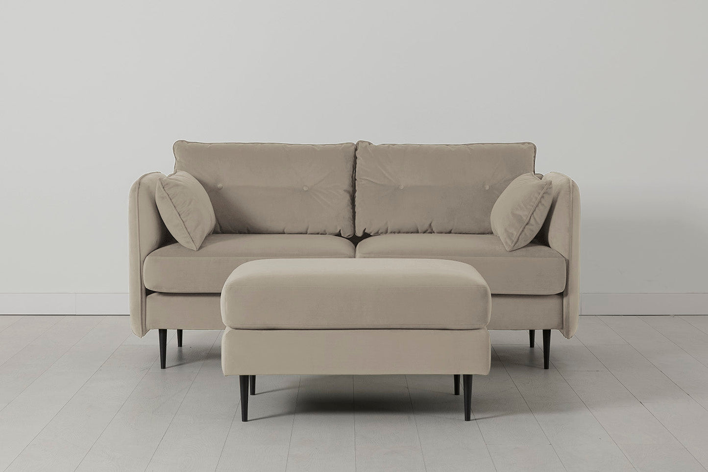 Model 19 2 Seater Sofa with Ottoman, Bone