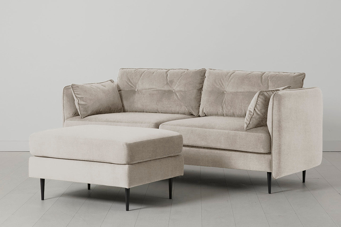 Model 19 3 Seater Sofa with Ottoman, Chalk