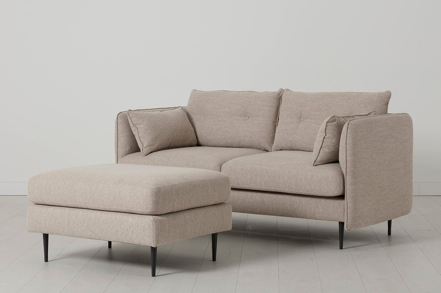 Model 19 2 Seater Sofa with Ottoman, Pumice