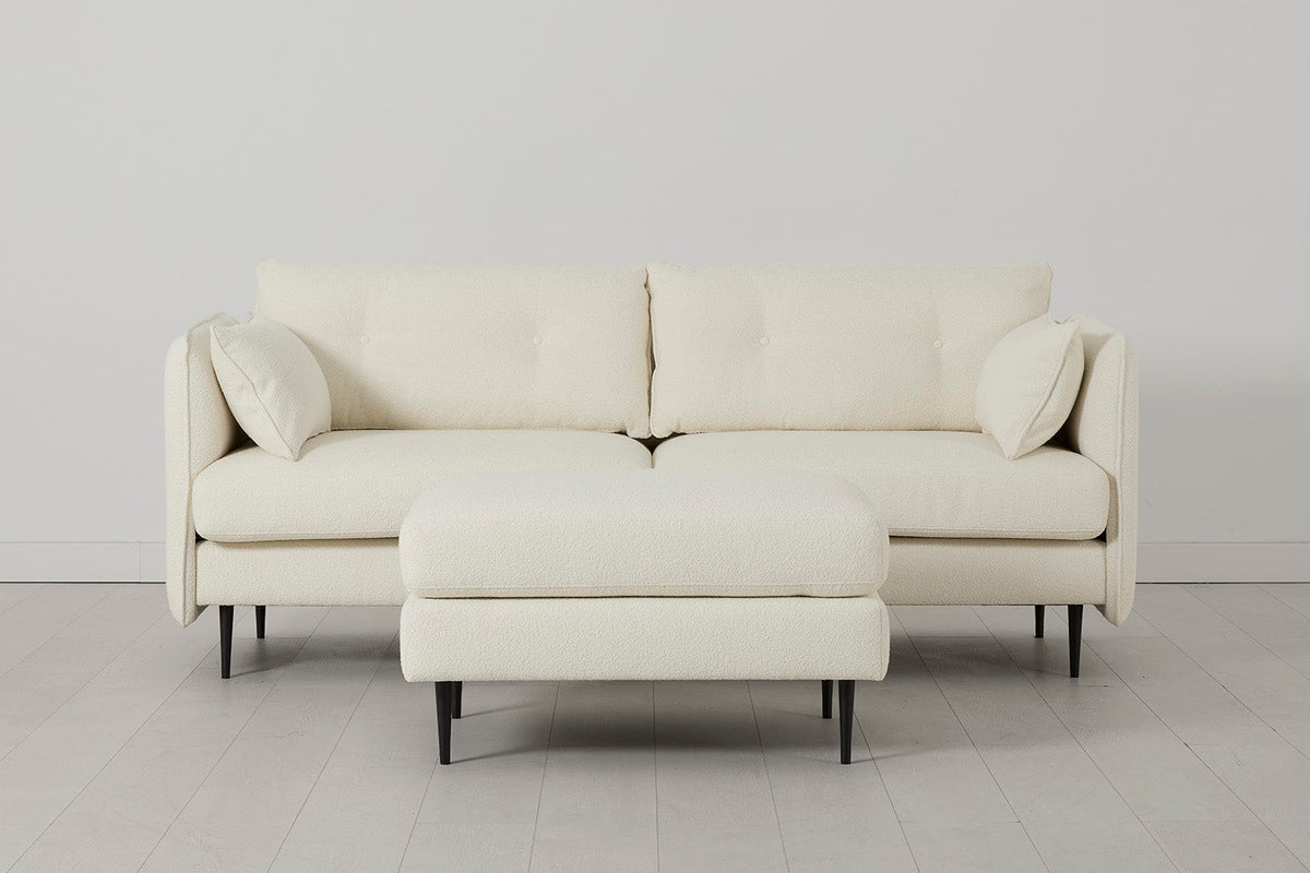 Model 19 3 Seater Sofa with Ottoman, Ivory