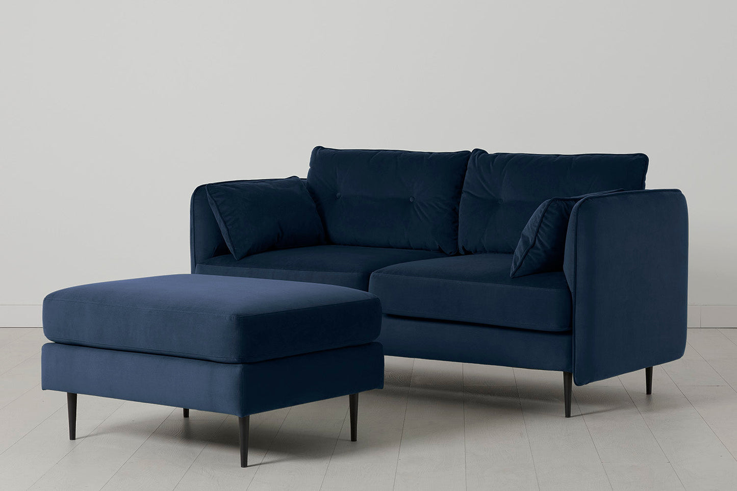 Model 19 2 Seater Sofa with Ottoman, Indigo