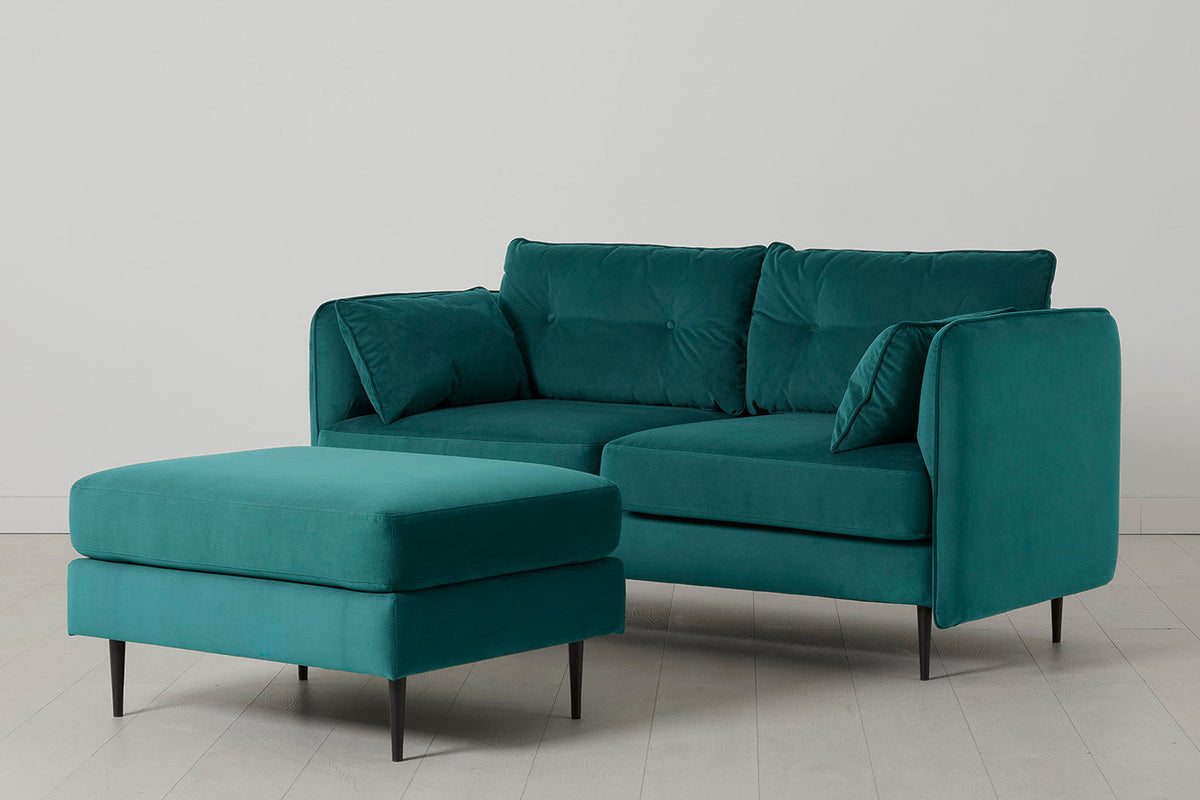 Model 19 2 Seater Sofa with Ottoman - Kingfisher