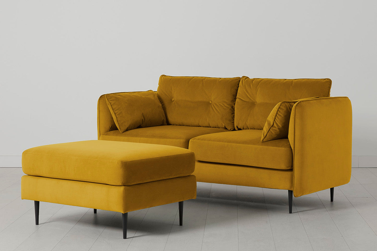 Model 19 2 Seater Sofa with Ottoman, Mustard