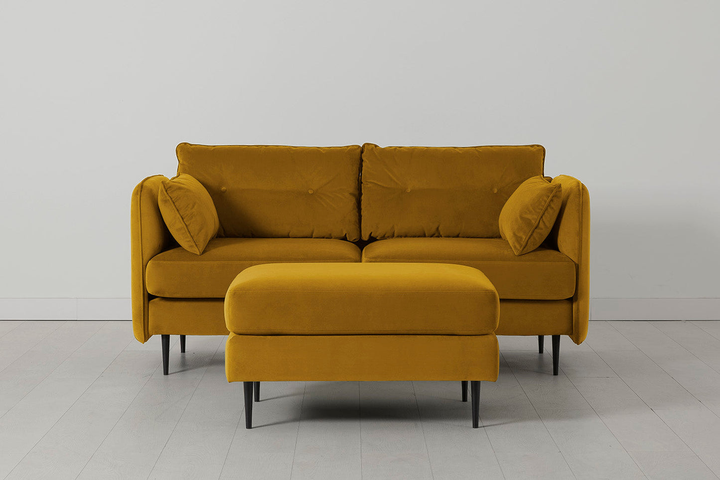 Model 19 2 Seater Sofa with Ottoman, Mustard