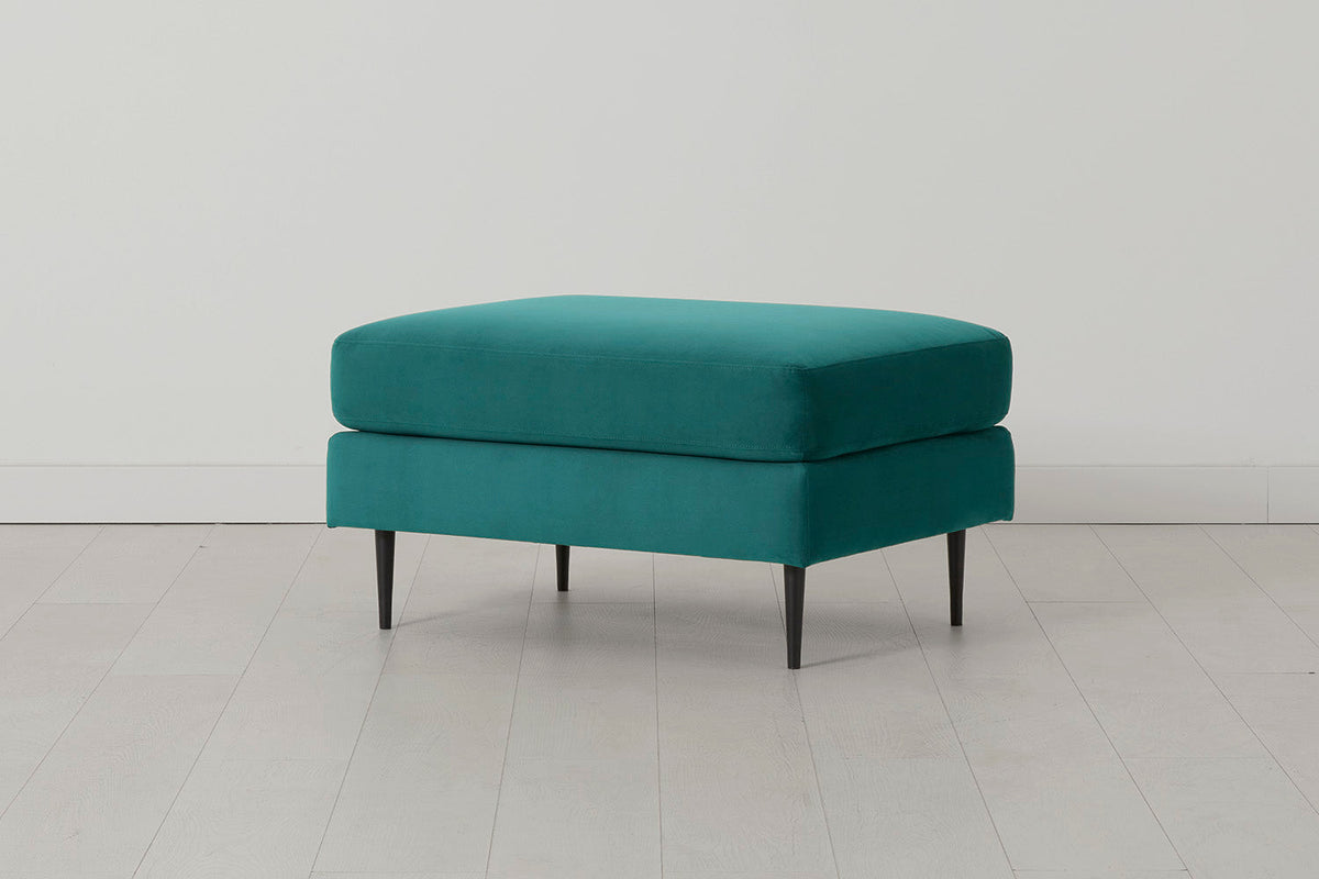 Model 19 Ottoman, Kingfisher — side view