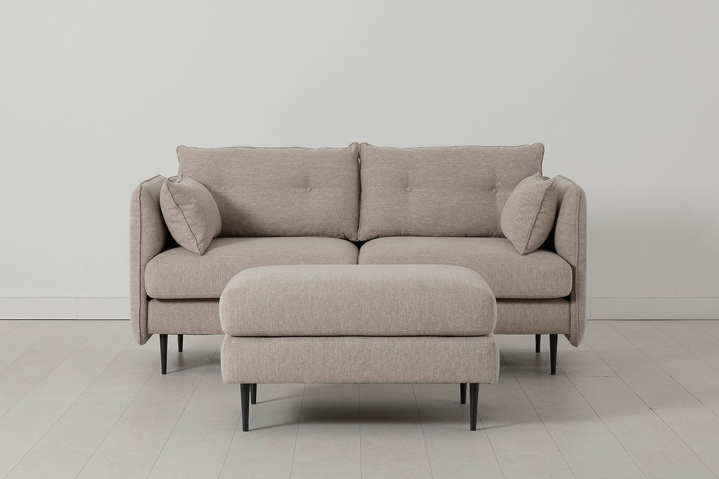 Model 19 2 Seater Sofa with Ottoman, Pumice