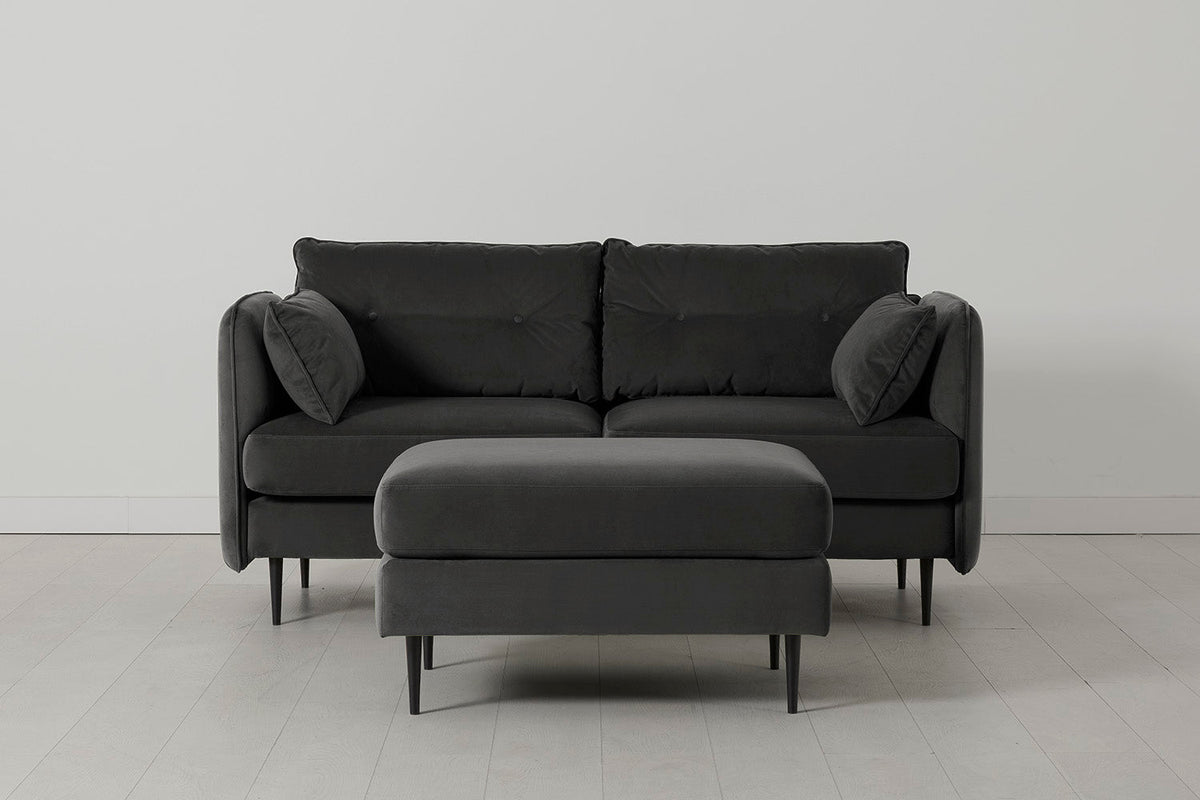 Model 19 2 Seater Sofa with Ottoman - Charcoal