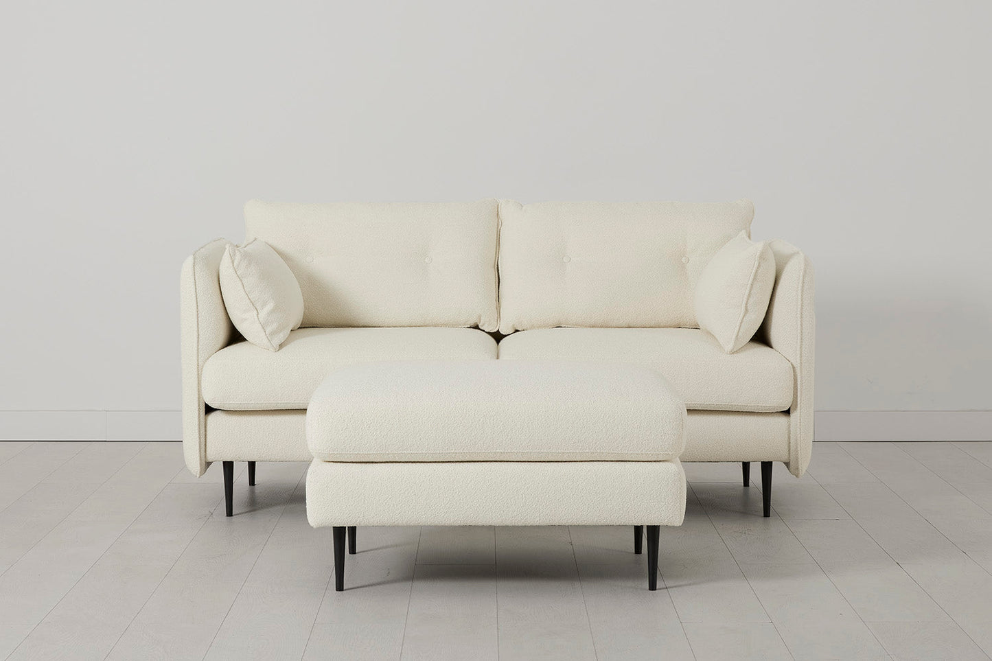 Model 19 2 Seater Sofa with Ottoman, Ivory