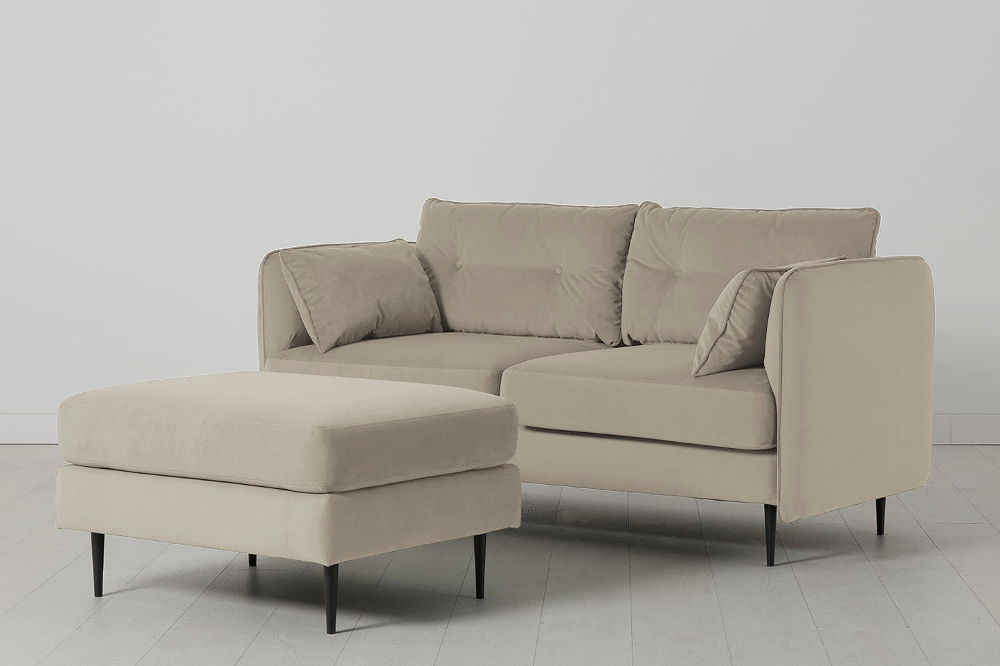 Model 19 2 Seater Sofa with Ottoman, Bone