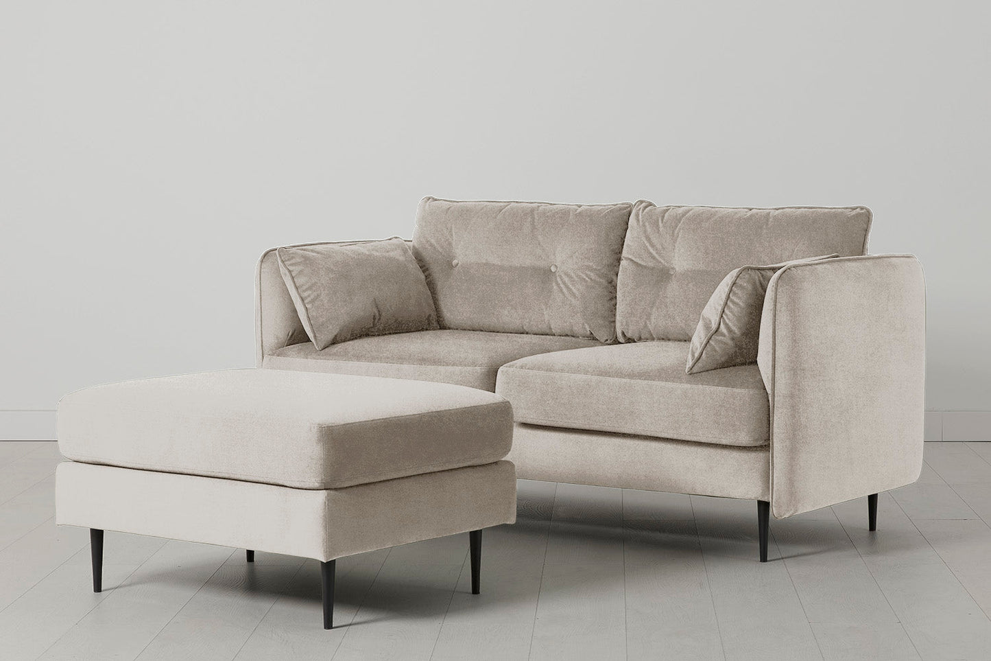 Model 19 2 Seater Sofa with Ottoman, Chalk