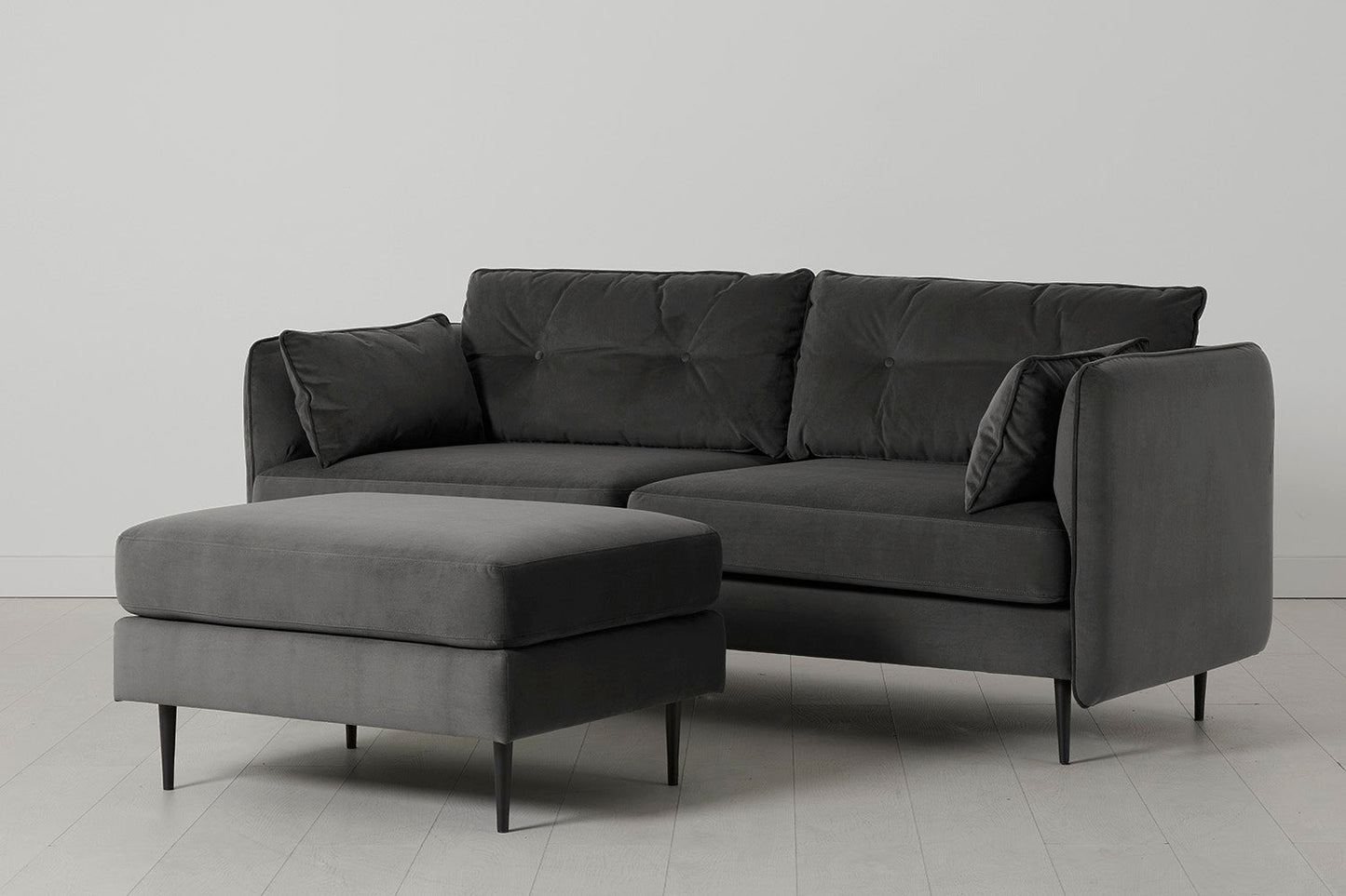 Model 19 3 Seater Sofa with Ottoman, Charcoal