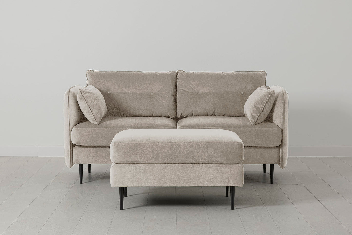 Model 19 2 Seater Sofa with Ottoman, Chalk