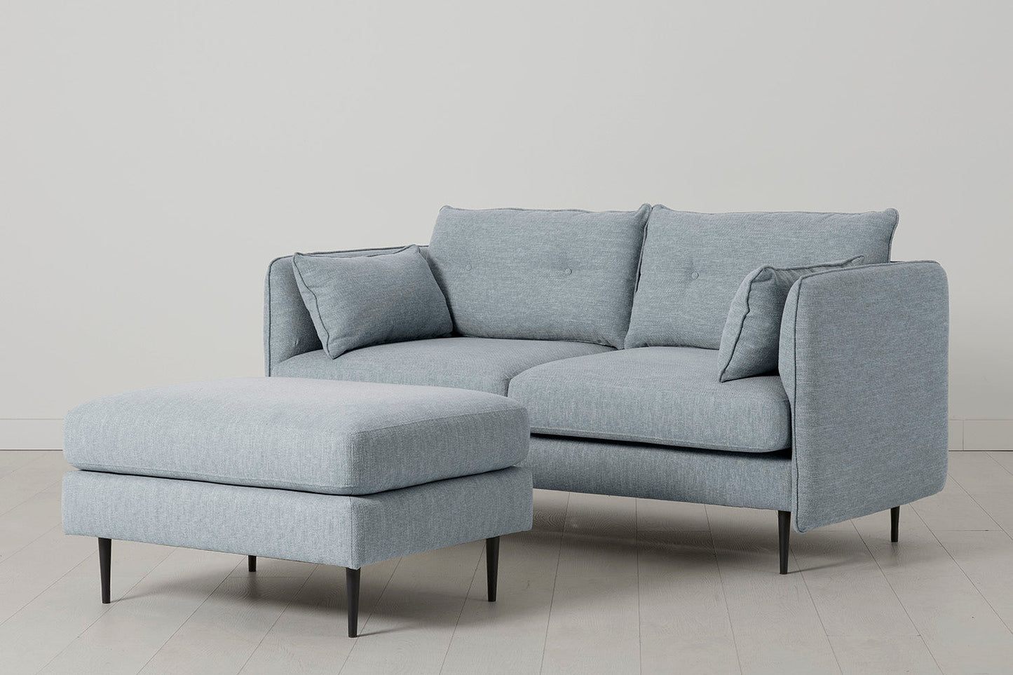 Model 19 2 Seater Sofa with Ottoman, Seaglass