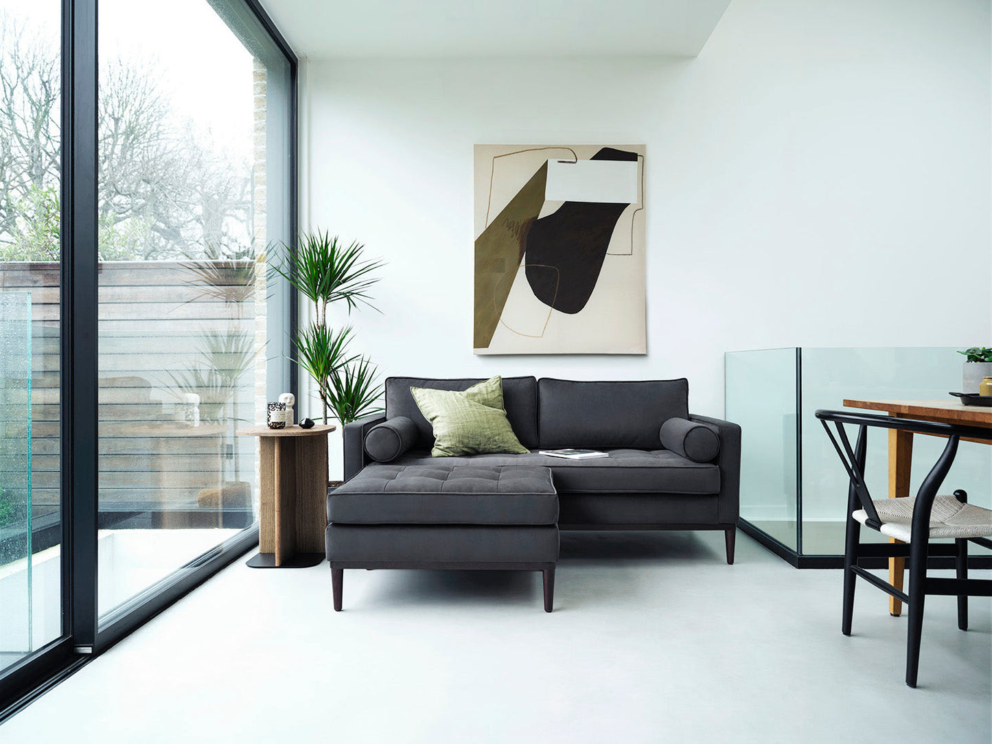 Model 02 2-Seater Sofa with Ottoman, Charcoal
